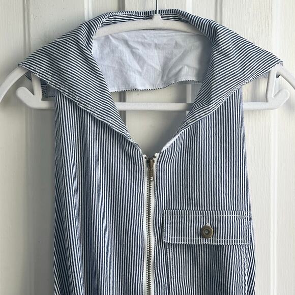 Open-back Striped Cotton Jumpsuit - Picture 4 of 8